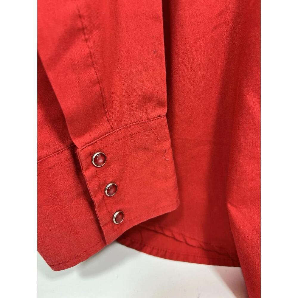 Vintage Round Em Western Gear Shirt Sz L Snap Up Embroidered Eagle Red - Picture 6 of 9
